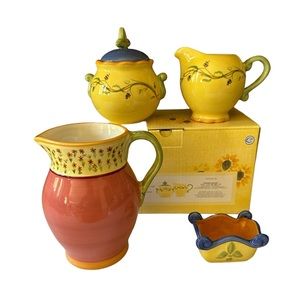 Phaltzgraff Pistoulet  4 piece set Pitcher, sugar,creamer and sweetener holder